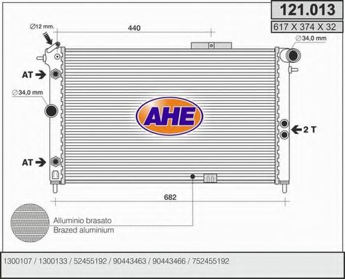 AHE 121013 Радиатор охлаждения двигателя AHE для OPEL