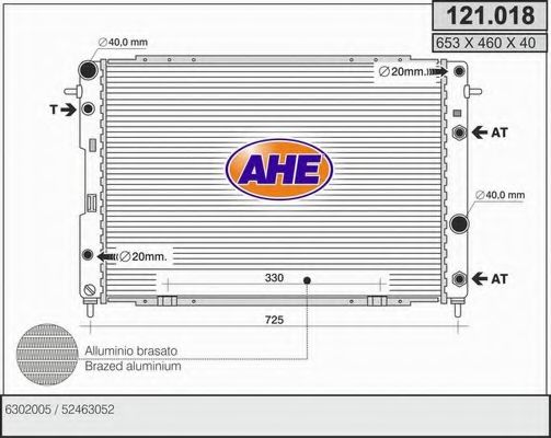 AHE 121018 Радиатор охлаждения двигателя для OPEL OMEGA