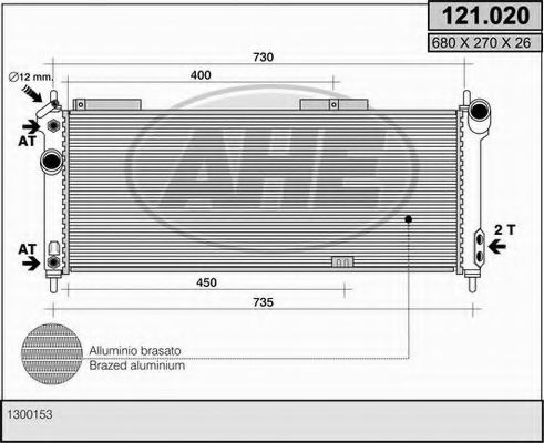AHE 121020 Радиатор охлаждения двигателя для OPEL TIGRA