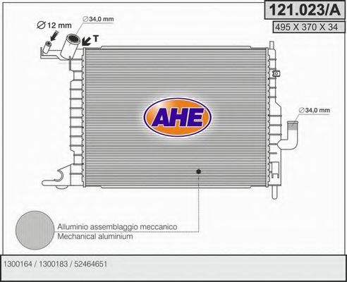AHE 121023A Радиатор охлаждения двигателя AHE для OPEL
