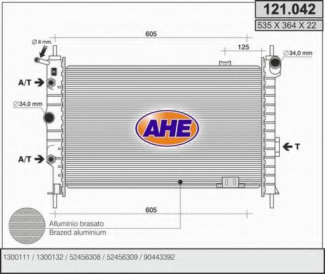 AHE 121042 Радиатор охлаждения двигателя для OPEL FRONTERA
