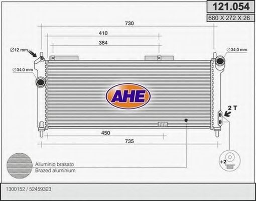 AHE 121054 Радиатор охлаждения двигателя для OPEL COMBO