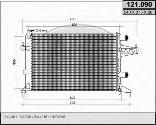 AHE 121090 Радиатор охлаждения двигателя для OPEL TIGRA