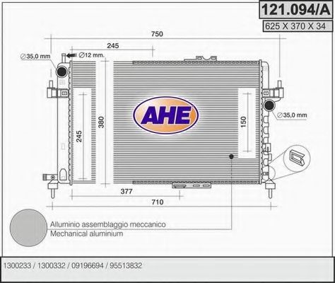 AHE 121094A Радиатор охлаждения двигателя для OPEL COMBO