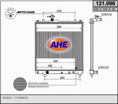 AHE 121096 Радиатор охлаждения двигателя AHE для SUBARU