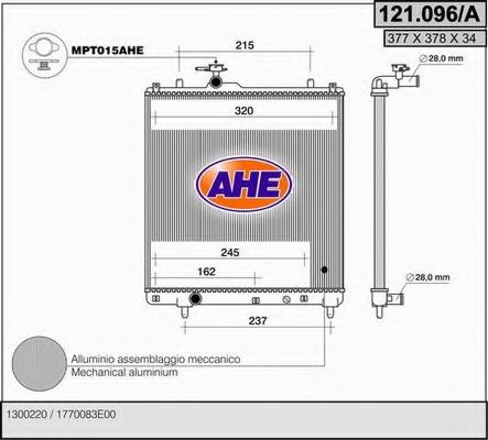 AHE 121096A Радиатор охлаждения двигателя для OPEL AGILA