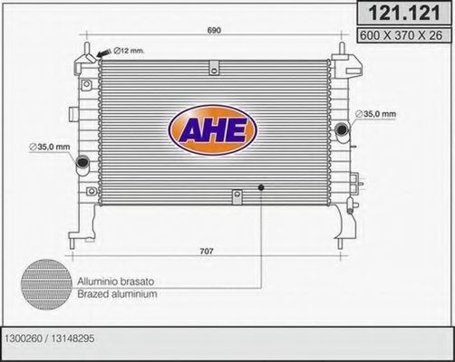 AHE 121121 Радиатор охлаждения двигателя для OPEL MERIVA