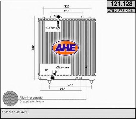 AHE 121128 Радиатор охлаждения двигателя для OPEL AGILA