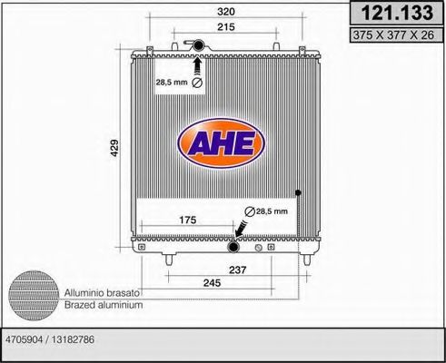 AHE 121133 Радиатор охлаждения двигателя для OPEL AGILA