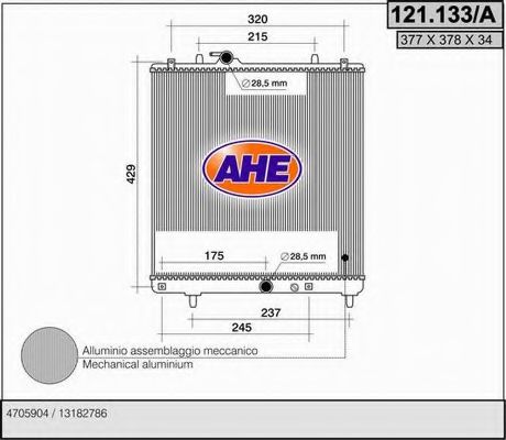 AHE 121133A Радиатор охлаждения двигателя для OPEL AGILA