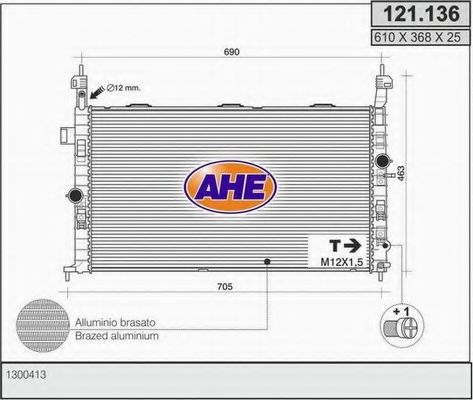 AHE 121136 Радиатор охлаждения двигателя для OPEL MERIVA