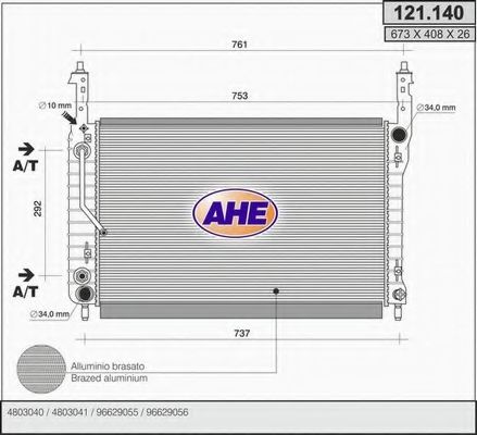 AHE 121140 Радиатор охлаждения двигателя для CHEVROLET CAPTIVA