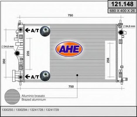AHE 121148 Радиатор охлаждения двигателя для OPEL INSIGNIA