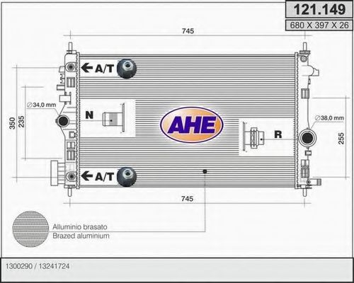 AHE 121149 Радиатор охлаждения двигателя для SAAB 9-5 (YS3G)
