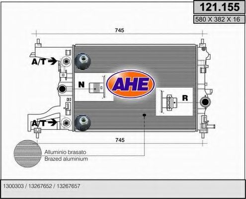 AHE 121155 Радиатор охлаждения двигателя для CHEVROLET