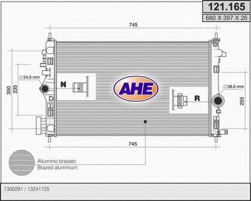 AHE 121165 Радиатор охлаждения двигателя для OPEL INSIGNIA