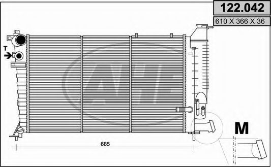 AHE 122042 Радиатор охлаждения двигателя для CITROEN