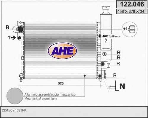 AHE 122046 Радиатор охлаждения двигателя для PEUGEOT 405