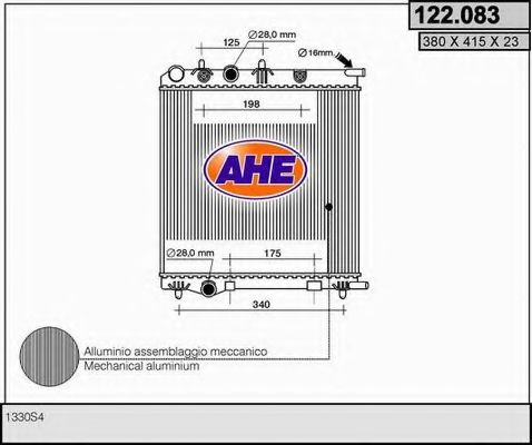 AHE 122083 Радиатор охлаждения двигателя для CITROËN C3