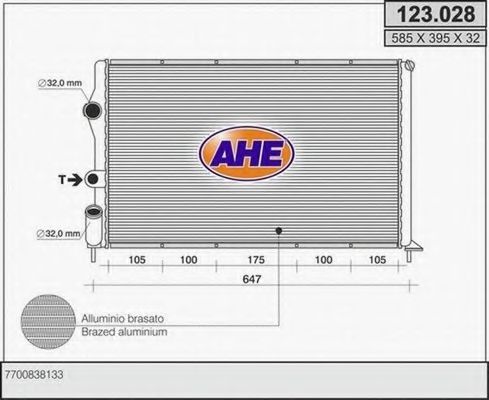 AHE 123028 Радиатор охлаждения двигателя AHE для RENAULT