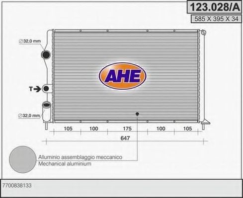 AHE 123028A Радиатор охлаждения двигателя AHE для RENAULT