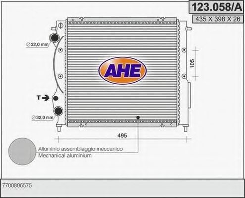 AHE 123058A Радиатор охлаждения двигателя для RENAULT