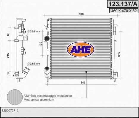AHE 123137A Радиатор охлаждения двигателя для RENAULT