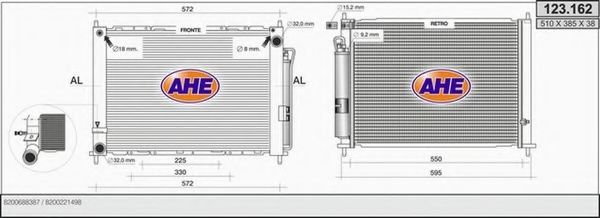 AHE 123162 Радиатор охлаждения двигателя для RENAULT MODUS