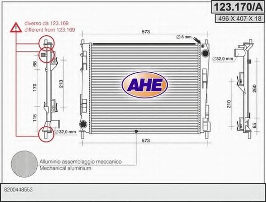 AHE 123170A Радиатор охлаждения двигателя для RENAULT