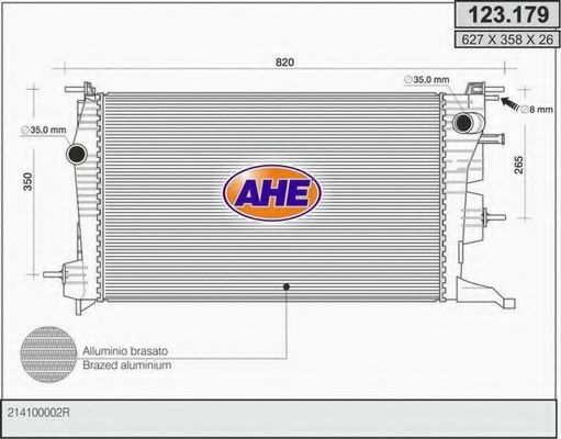 AHE 123179 Радиатор охлаждения двигателя для RENAULT GRAN TOUR
