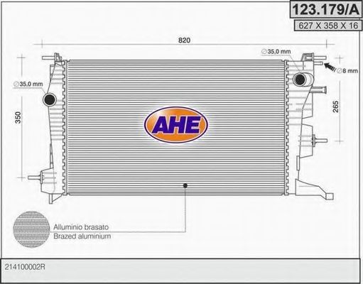 AHE 123179A Радиатор охлаждения двигателя для RENAULT GRAN TOUR