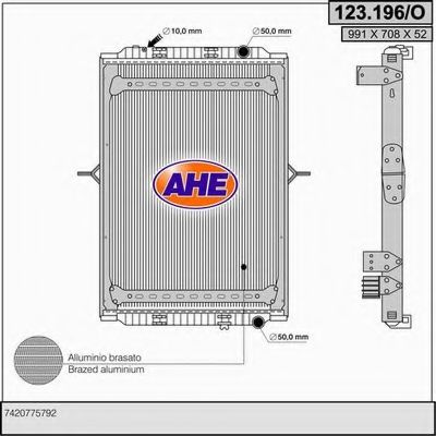AHE 123196O Радиатор охлаждения двигателя AHE для RENAULT TRUCKS