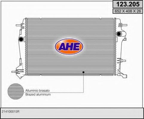 AHE 123205 Радиатор охлаждения двигателя для RENAULT GRAND SCENIC