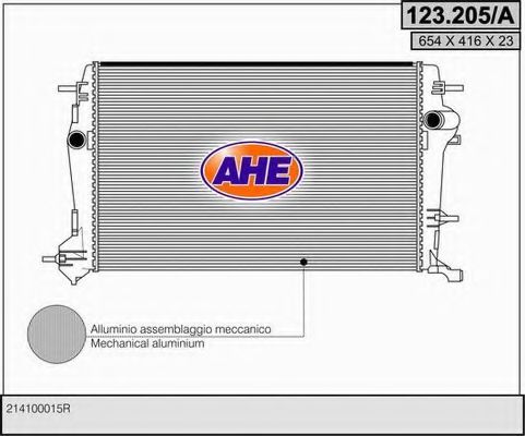 AHE 123205A Радиатор охлаждения двигателя для RENAULT GRAND SCENIC