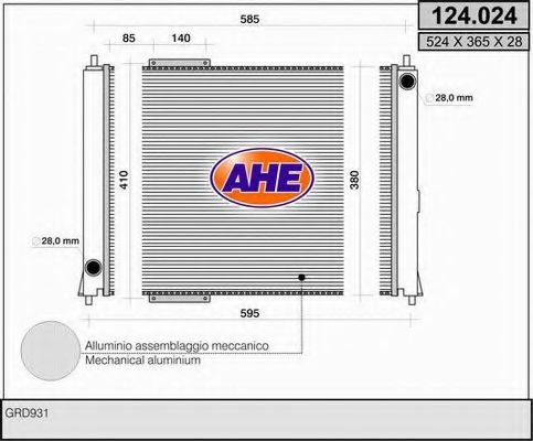 AHE 124024 Радиатор охлаждения двигателя AHE для ROVER