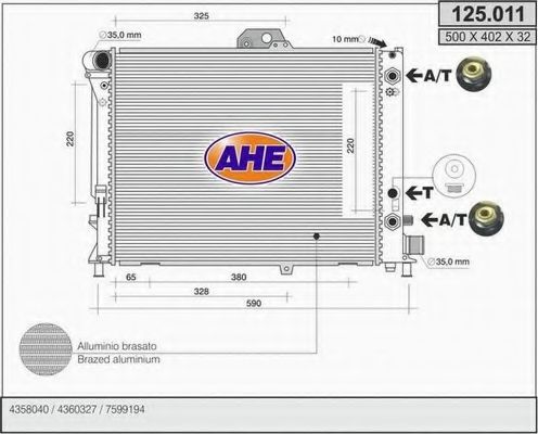 AHE 125011 Радиатор охлаждения двигателя для SAAB 9000