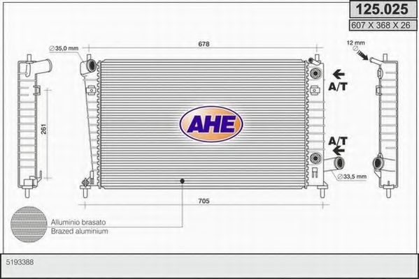 AHE 125025 Радиатор охлаждения двигателя для SAAB 9-5