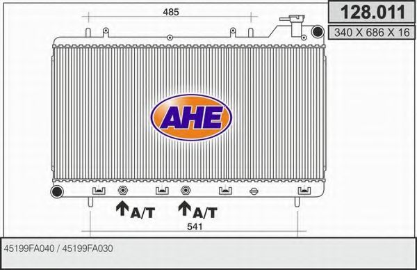 AHE 128011 Радиатор охлаждения двигателя AHE для SUBARU