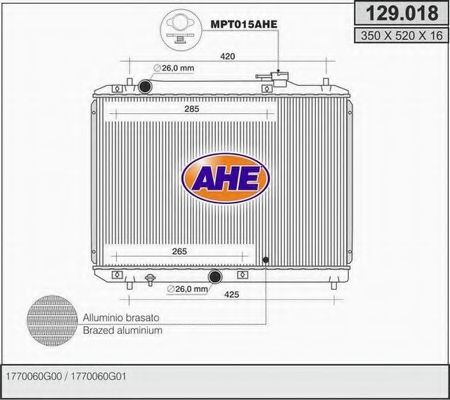AHE 129018 Радиатор охлаждения двигателя для SUZUKI ESTEEM