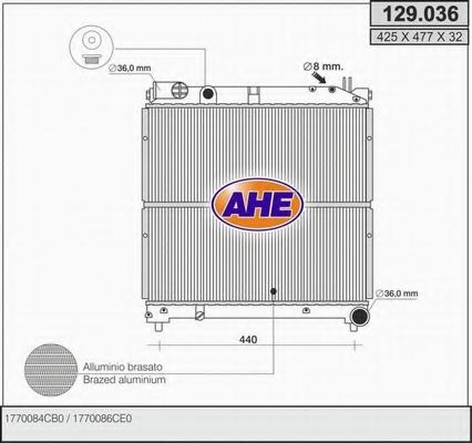 AHE 129036 Радиатор охлаждения двигателя AHE для SUZUKI