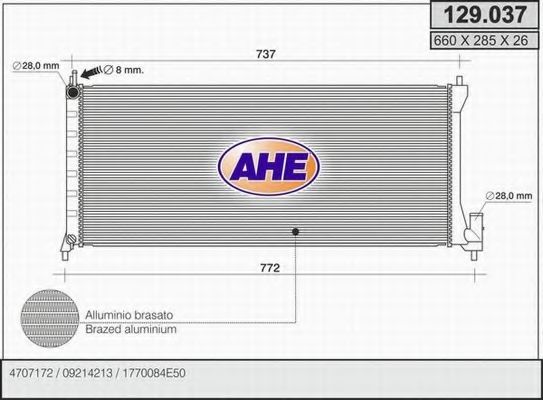 AHE 129037 Радиатор охлаждения двигателя AHE для SUZUKI