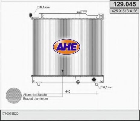 AHE 129045 Радиатор охлаждения двигателя AHE для SUZUKI