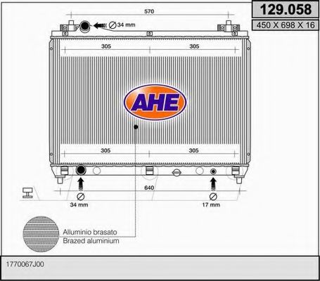 AHE 129058 Радиатор охлаждения двигателя AHE для SUZUKI