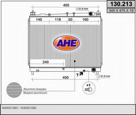 AHE 130213 Радиатор охлаждения двигателя AHE для TOYOTA