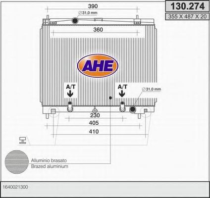 AHE 130274 Радиатор охлаждения двигателя AHE для TOYOTA