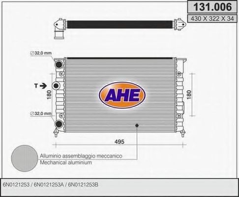 AHE 131006 Радиатор охлаждения двигателя для VOLKSWAGEN