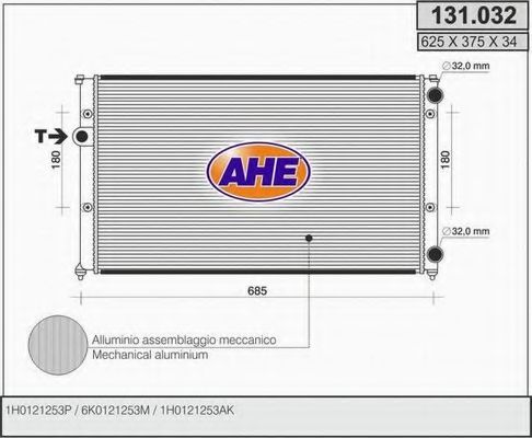 AHE 131032 Радиатор охлаждения двигателя для SEAT