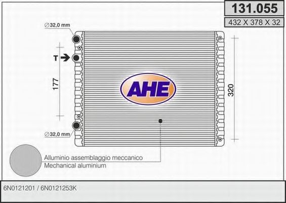 AHE 131055 Радиатор охлаждения двигателя для VOLKSWAGEN LUPO