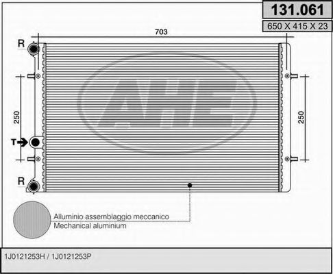 AHE 131061 Радиатор охлаждения двигателя для AUDI TT