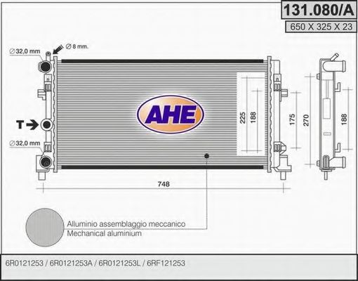 AHE 131080A Радиатор охлаждения двигателя для AUDI A1 (8X1, 8XK, 8XF)